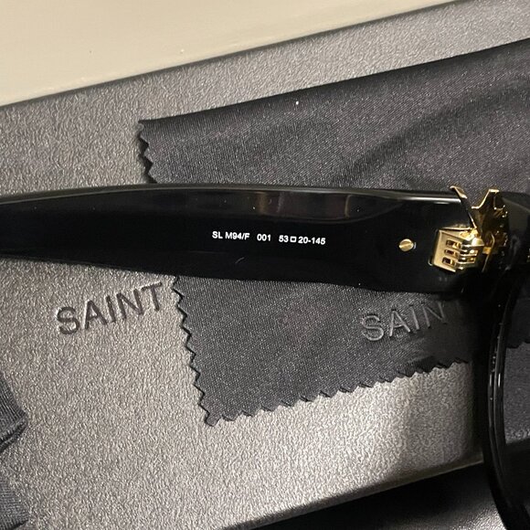 Saint Laurent Bold Black Statement Shades Gold Logo Street Style Chic main image 11